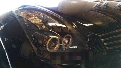 Black LED DRL Angel Eyes Projector Headlights For Nissan Skyline 350GT Infiniti G35 V35 2001-2006