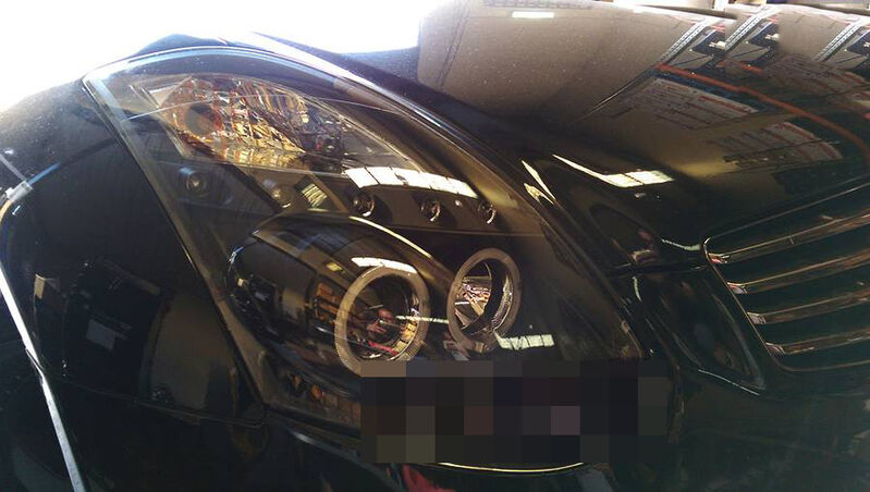 Black LED DRL Angel Eyes Projector Headlights For Nissan Skyline 350GT Infiniti G35 V35 2001-2006
