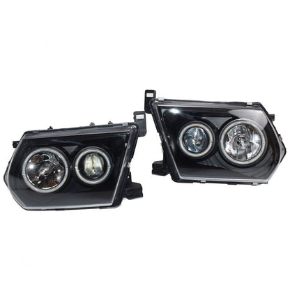 Pair Head Lights Lamps Black LED AngelEye Fit For Nissan Patrol GU 1-3 1997-2007