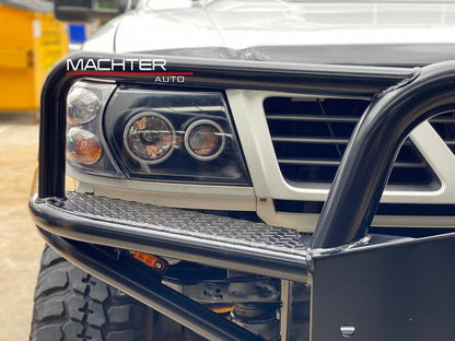 Pair Head Lights Lamps Black LED AngelEye Fit For Nissan Patrol GU 1-3 1997-2007