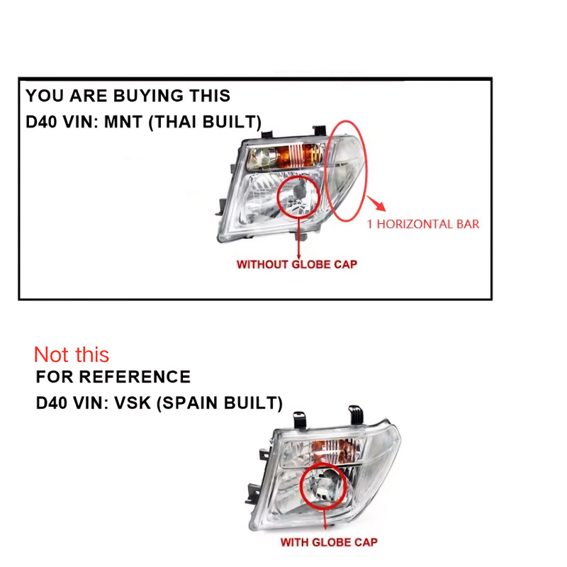 Pair Head Light Lamp Fit For Nissan Navara D40 D40T MNT Thai Built 2008-2014