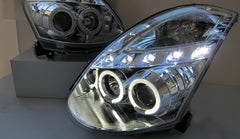 Clear LED DRL Angel Eyes Projector Head Lights Fit For Nissan Skyline 350GT Infiniti G35 V35 2001-2006