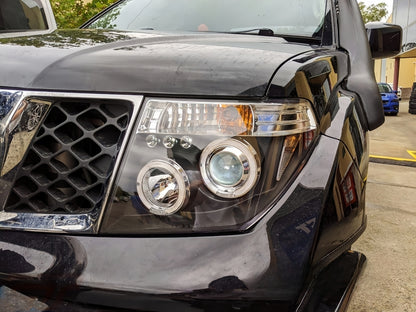 Black LED Angel-Eyes Head Light Fit For Nissan Navara D40 Pathfinder R51 2004-2011