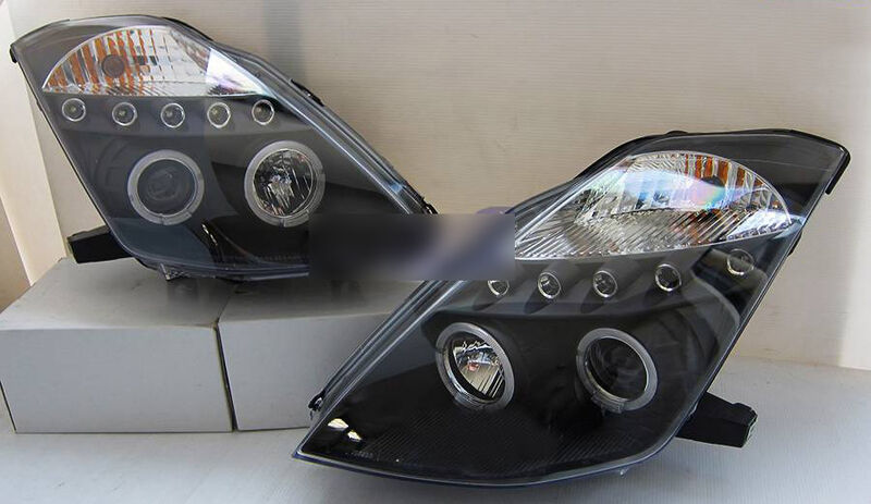 Black LED DRL Angel Eyes Projector Head Lights Fit For Nissan 350Z Z33 Fairlady 2003-2005