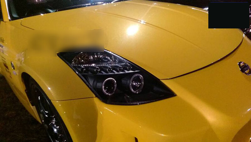 Black LED DRL Angel Eyes Projector Head Lights Fit For Nissan 350Z Z33 Fairlady 2003-2005