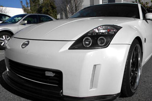Black LED DRL Angel Eyes Projector Head Lights Fit For Nissan 350Z Z33 Fairlady 2003-2005