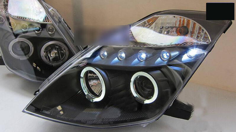Black LED DRL Angel Eyes Projector Head Lights Fit For Nissan 350Z Z33 Fairlady 2003-2005