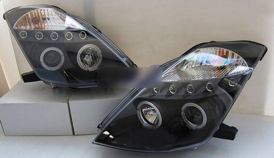 Black LED DRL Angel Eyes Projector Head Lights Fit For Nissan 350Z Z33 Fairlady 2003-2005