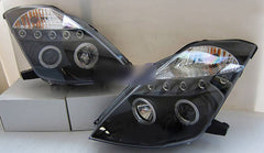 Black LED DRL Angel Eyes Projector Head Lights Fit For Nissan 350Z Z33 Fairlady 2003-2005