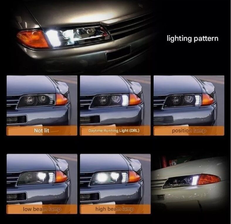 COPLUS 78 Works Dual LED Projector Headlights Fit For Nissan Skyline R32 GTR GTST RB26 1989-1994