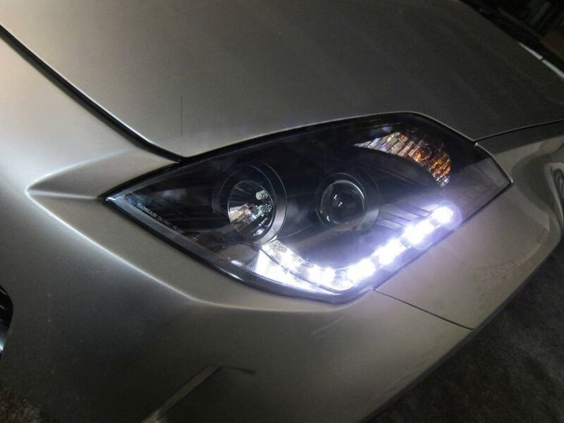 DRL LED Black Projector Headlights Fit For Nissan 350Z Z33 Fairlady Halogen Type 2003-2005