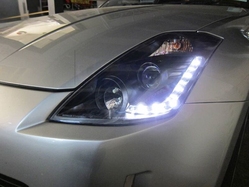 DRL LED Black Projector Headlights Fit For Nissan 350Z Z33 Fairlady Halogen Type 2003-2005