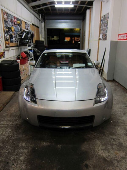DRL LED Black Projector Headlights Fit For Nissan 350Z Z33 Fairlady Halogen Type 2003-2005