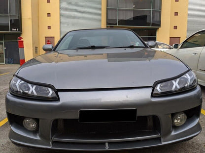 Black LED 3D DRL Projector Headlights & LED Indicators Fit For Nissan S15 200sx Silvia 1999-2002