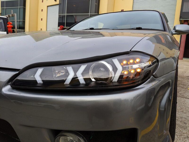 Black LED 3D DRL Projector Headlights & LED Indicators Fit For Nissan S15 200sx Silvia 1999-2002
