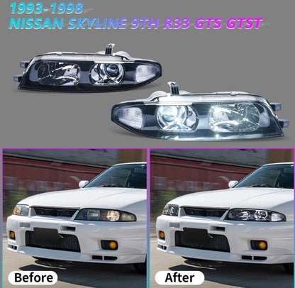 JDM Black OE Projector Headlights Fit For Nissan Skyline R33 GTR GTS25 GTS Series 1&3