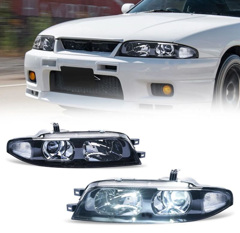 JDM Black OE Projector Headlights Fit For Nissan Skyline R33 GTR GTS25 GTS Series 1&3