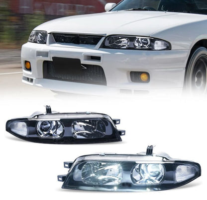 JDM Black OE Projector Headlights Fit For Nissan Skyline R33 GTR GTS25 GTS Series 1&3