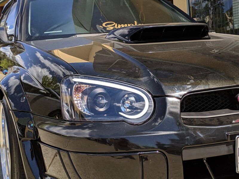 Black 3D LED Angle Eyes Projector Headlights Fit For Subaru Impreza WRX STI GD 2003-2005