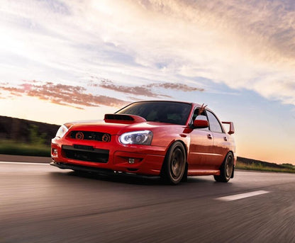 Black 3D LED Angle Eyes Projector Headlights Fit For Subaru Impreza WRX STI GD 2003-2005