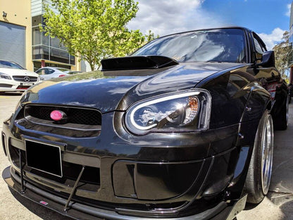 Black 3D LED Angle Eyes Projector Headlights Fit For Subaru Impreza WRX STI GD 2003-2005