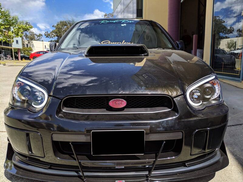 Black 3D LED Angle Eyes Projector Headlights Fit For Subaru Impreza WRX STI GD 2003-2005