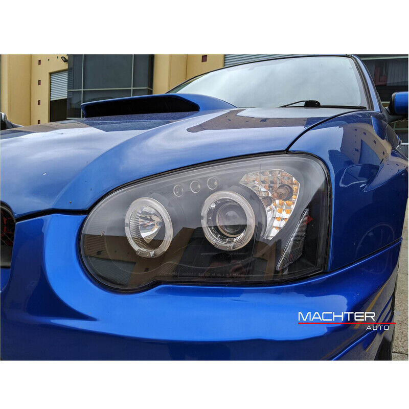 Black LED Angle Eyes Projector Headlights Fit For Subaru Impreza WRX RX STI GD 2003-2005