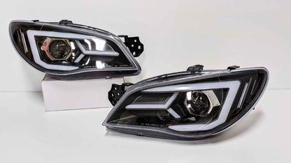 Black LED 3D DRL Sequential Projector Headlights Fit For Subaru Impreza WRX Hawkeye GD 2005-2007