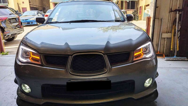 Black LED 3D DRL Sequential Projector Headlights Fit For Subaru Impreza WRX Hawkeye GD 2005-2007