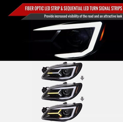 Black LED 3D DRL Sequential Projector Headlights Fit For Subaru Impreza WRX Hawkeye GD 2005-2007