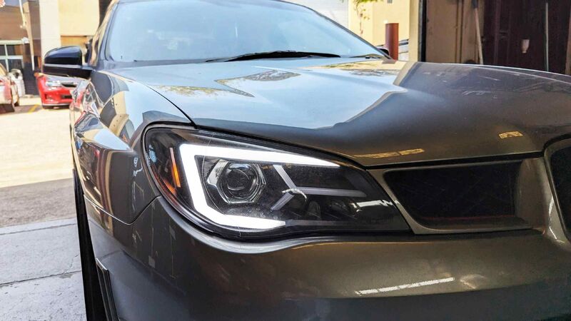Black LED 3D DRL Sequential Projector Headlights Fit For Subaru Impreza WRX Hawkeye GD 2005-2007