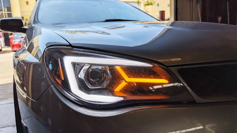 Black LED 3D DRL Sequential Projector Headlights Fit For Subaru Impreza WRX Hawkeye GD 2005-2007