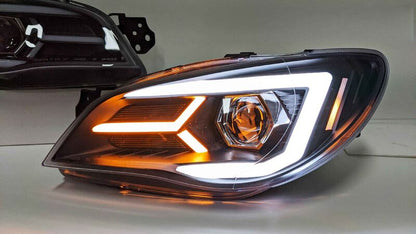 Black LED 3D DRL Sequential Projector Headlights Fit For Subaru Impreza WRX Hawkeye GD 2005-2007