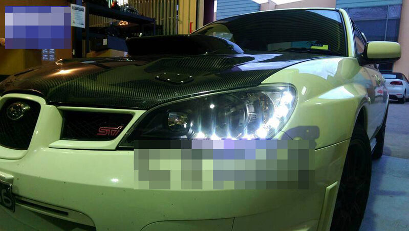 Black LED DRL Projector Headlights Fit For Subaru Impreza WRX STI RX GD 2005-2007