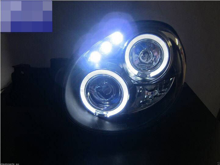 Black LED Angel Eyes Projector Headlights Fit For Subaru Impreza WRX STI GD 2000-2002