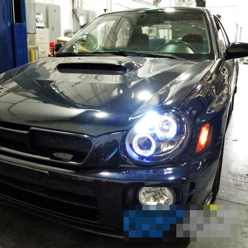 Black LED Angel Eyes Projector Headlights Fit For Subaru Impreza WRX STI GD 2000-2002