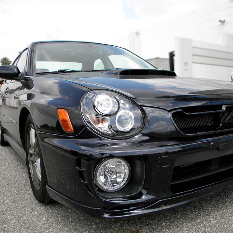 Black LED Angel Eyes Projector Headlights Fit For Subaru Impreza WRX STI GD 2000-2002
