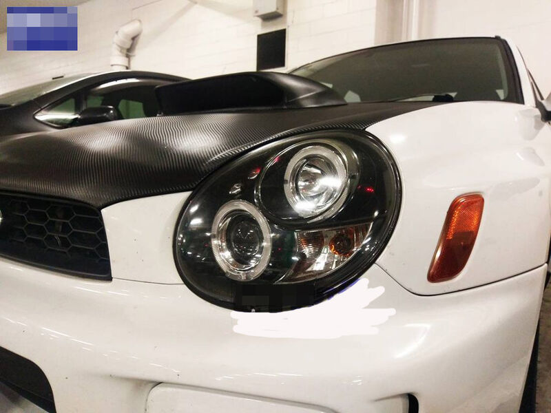 Black LED Angel Eyes Projector Headlights Fit For Subaru Impreza WRX STI GD 2000-2002