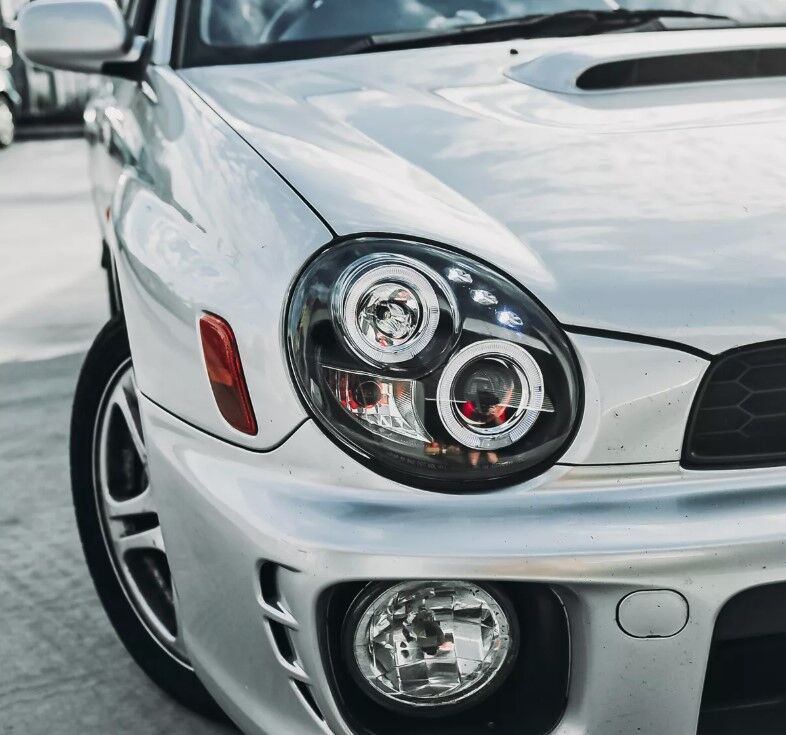 Black LED Angel Eyes Projector Headlights Fit For Subaru Impreza WRX STI GD 2000-2002