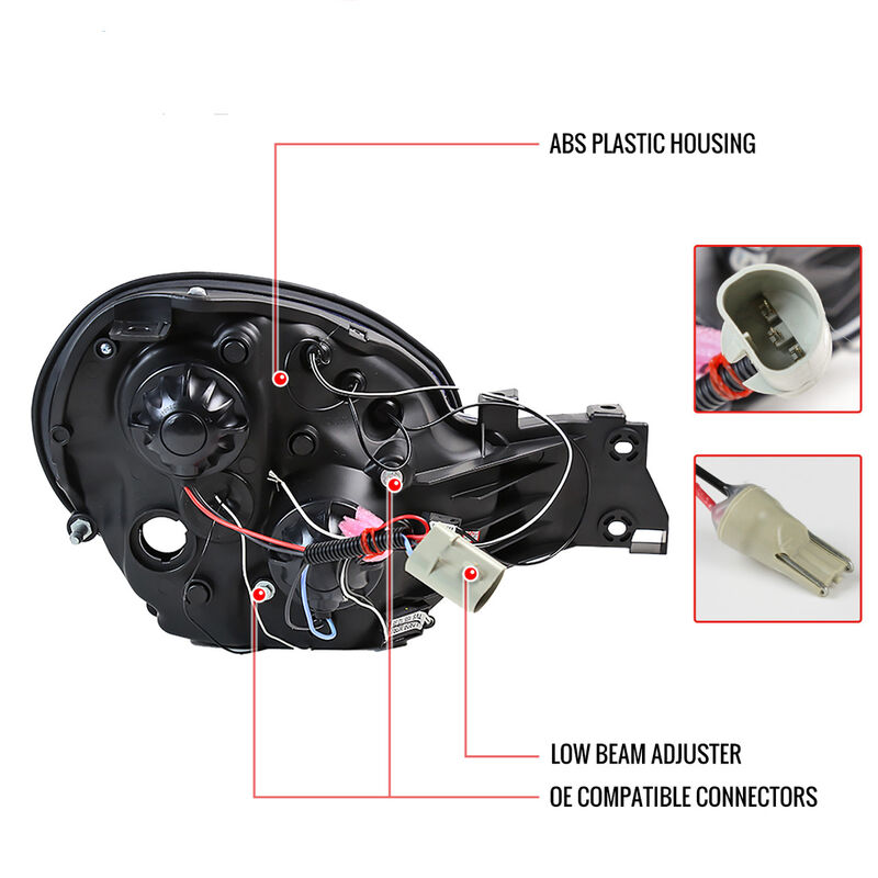 Black LED Angel Eyes Projector Headlights Fit For Subaru Impreza WRX STI GD 2000-2002