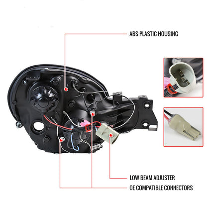 Black LED Angel Eyes Projector Headlights Fit For Subaru Impreza WRX STI GD 2000-2002