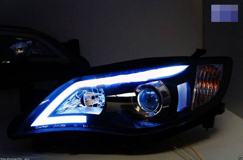 Black LED DRL Projector Headlights Fit For Subaru Impreza RS WRX STI G3 2008-2013