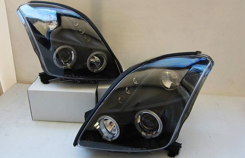 Black LED Angel Eyes Projector Headlights Fit For Suzuki Swift Sport 2004-2010