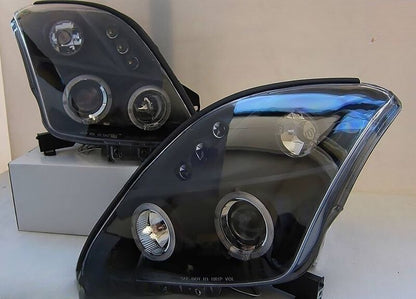 Black LED Angel Eyes Projector Headlights Fit For Suzuki Swift Sport 2004-2010