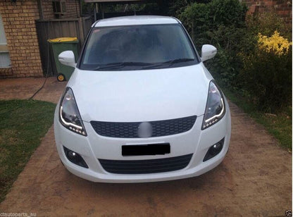 Black LED DRL Angel Eye Projector Headlights Fit For Suzuki Swift 2011-2016