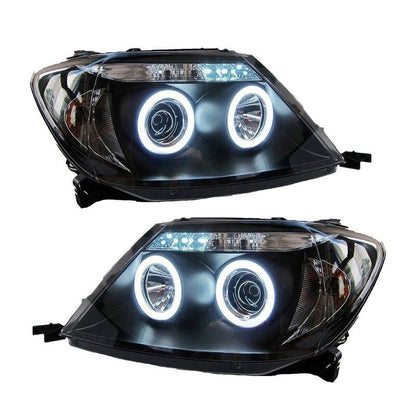 Black LED Halo Projector Headlights Fit For Toyota Hilux SR5 2005-2010