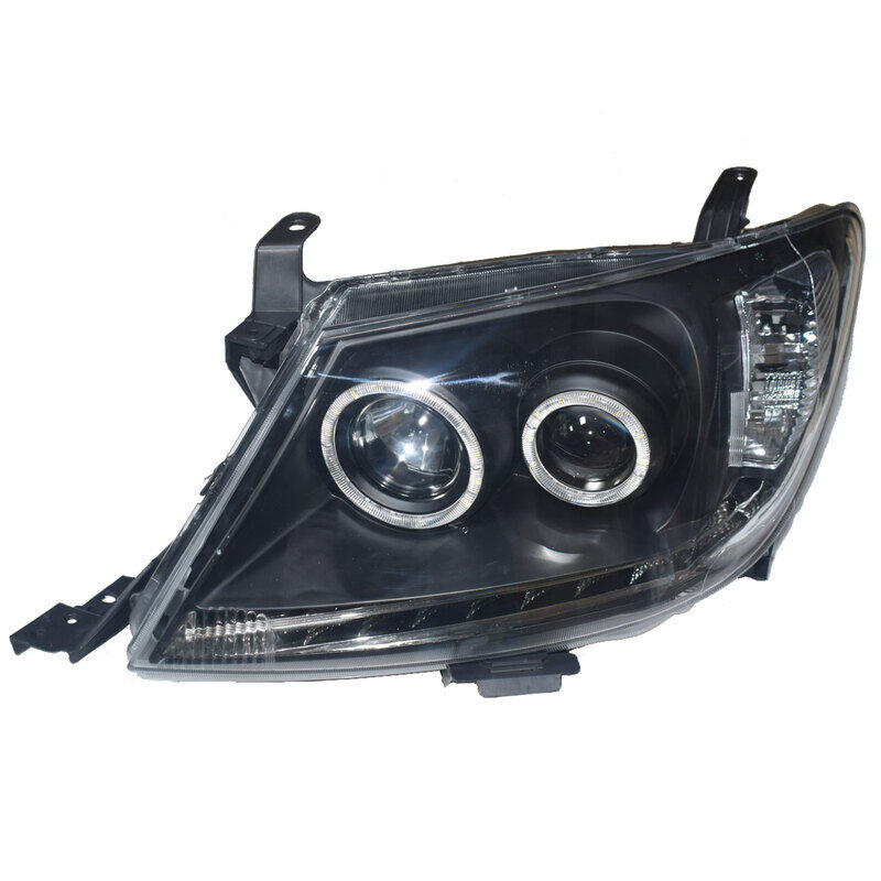 Smoke LED Headlights DRL HALO Projector Angel Eyes Fit For Toyota Hilux 2005-2011 Pair