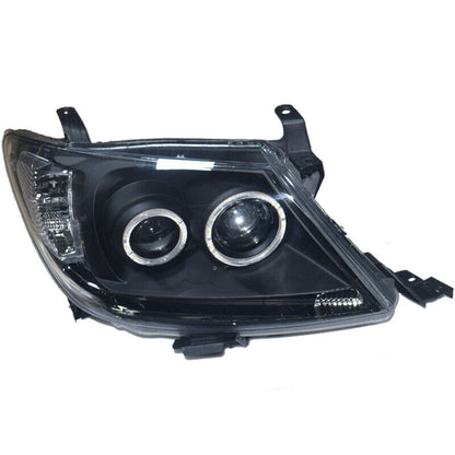 Smoke LED Headlights DRL HALO Projector Angel Eyes Fit For Toyota Hilux 2005-2011 Pair