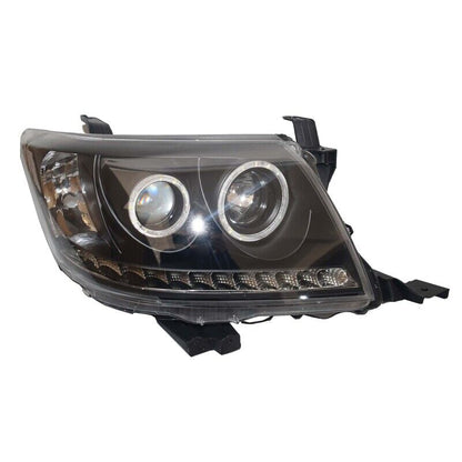 Pair Smoke LED Headlights DRL HALO Projector Angel Eyes Fit For Toyota Hilux VIGO 2011-2015