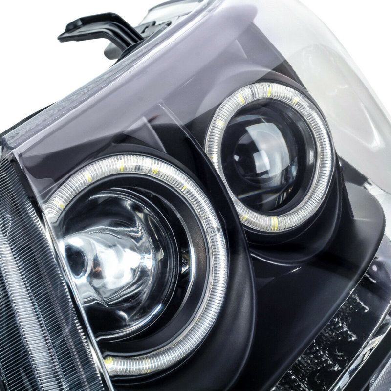 Pair Smoke LED Headlights DRL HALO Projector Angel Eyes Fit For Toyota Hilux VIGO 2011-2015